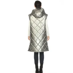 Women's Metallic Long Puffer Vest