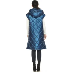 Women's Metallic Long Puffer Vest