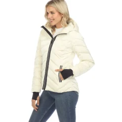 Women's Midweight Quilted Contrast With Thumbholes Hooded Jacket