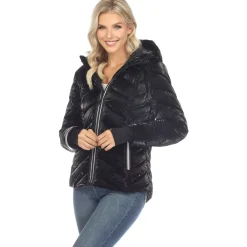 Women's Midweight Quilted Contrast With Thumbholes Hooded Jacket