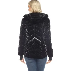 Women's Midweight Quilted Contrast With Thumbholes Hooded Jacket