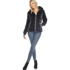Women's Midweight Quilted Contrast With Thumbholes Hooded Jacket