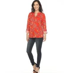 Women's Paisley Button Front Tunic Top