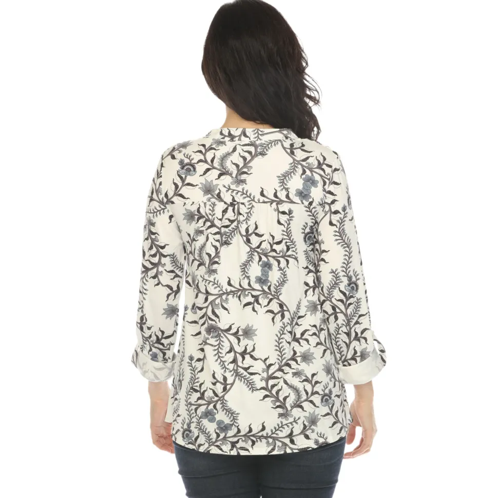 Women's Paisley Button Front Tunic Top