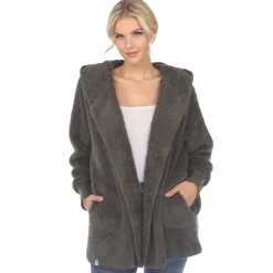 Women's Plush Hooded Cardigan with Pockets
