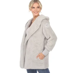 Women's Plush Hooded Cardigan with Pockets