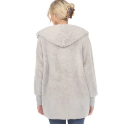 Women's Plush Hooded Cardigan with Pockets