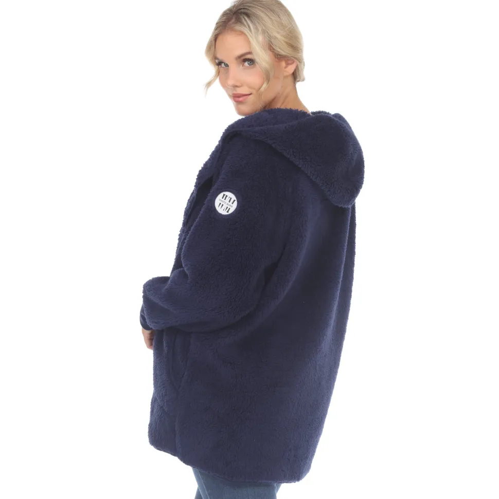 Women's Plush Hooded Cardigan with Pockets