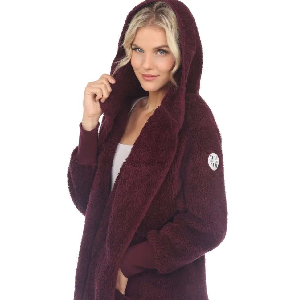 Women's Plush Hooded Cardigan with Pockets