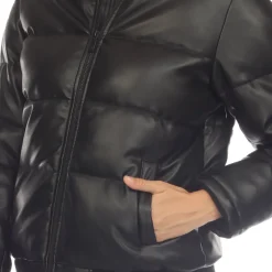 Women's Removable Fur Hoodie Bomber Leather Jacket