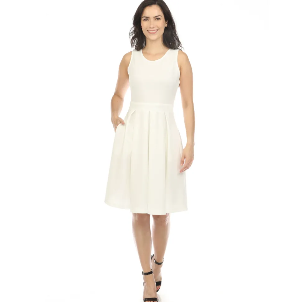 Women's Solid Fit and Flare Dress