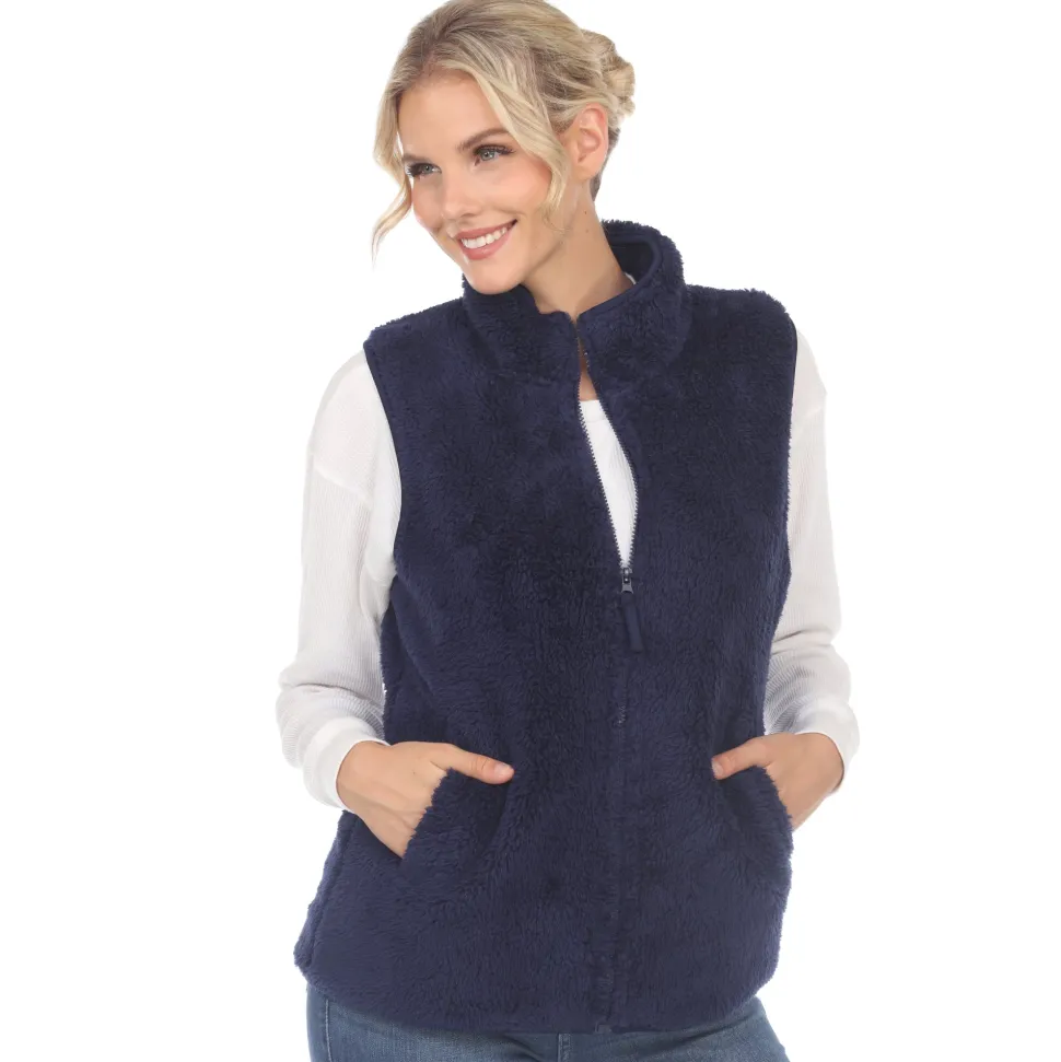 Women's Zip up sherpa vest