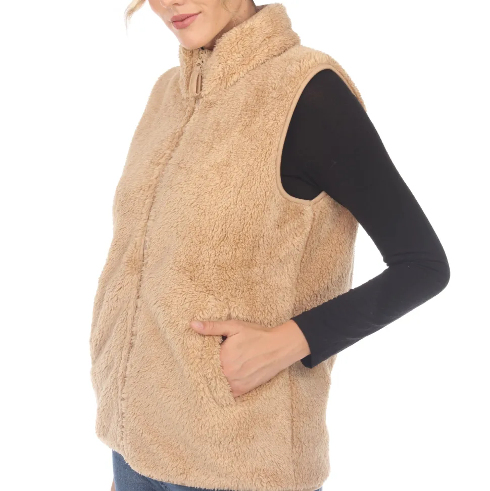 Women's Zip up sherpa vest