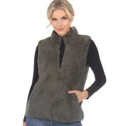 Women's Zip up sherpa vest