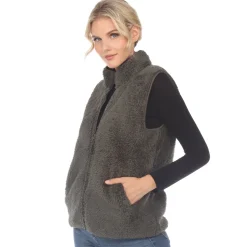 Women's Zip up sherpa vest
