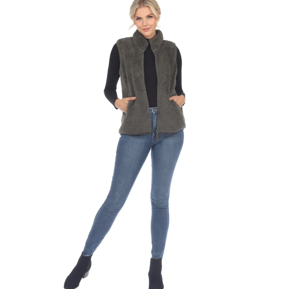 Women's Zip up sherpa vest